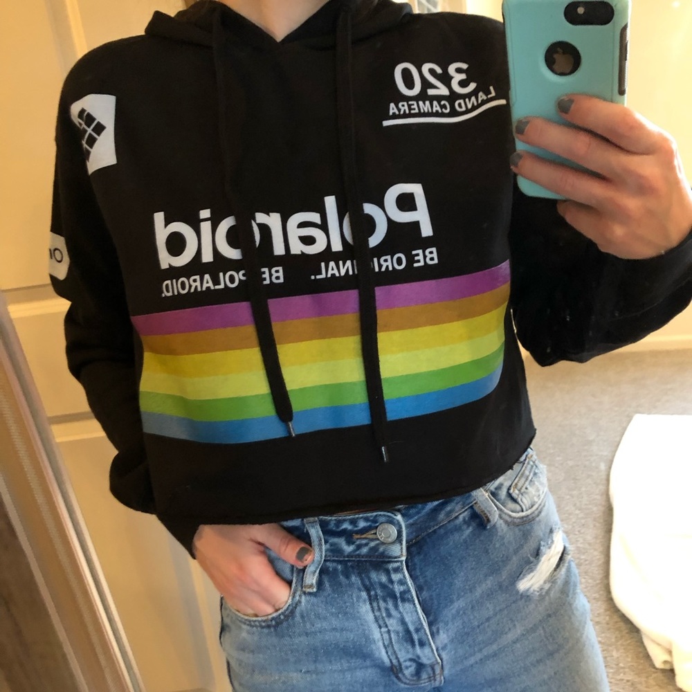Polaroid cropped hoodie